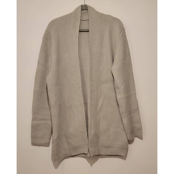 Men's Cardigan Shawl Collar Long Sleeve Sweater Size Medium Gray - Picture 1 of 10